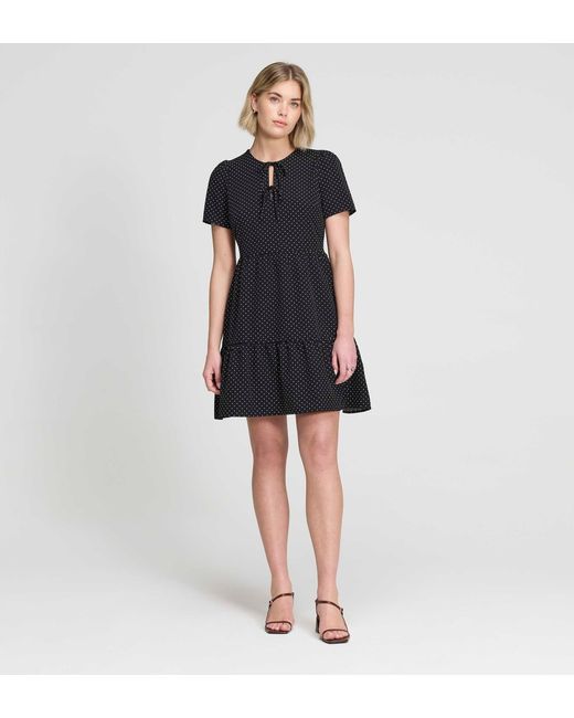 Finery London Blue Lola Polka Dot Tiered Short Dress