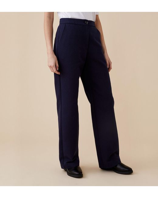 Finery London Blue Maddie Cotton Rich Trousers