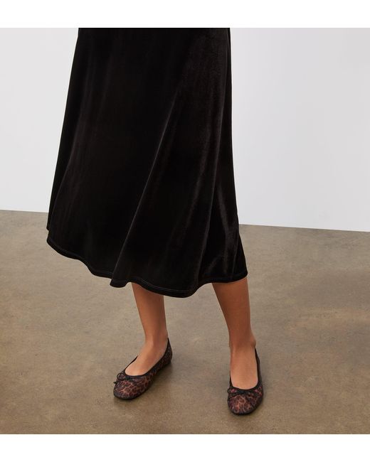 Finery London Black Ruth Velvet Midi Skirt
