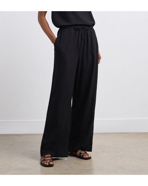 Finery London Black Drew Wide Leg Linen Mix Trousers