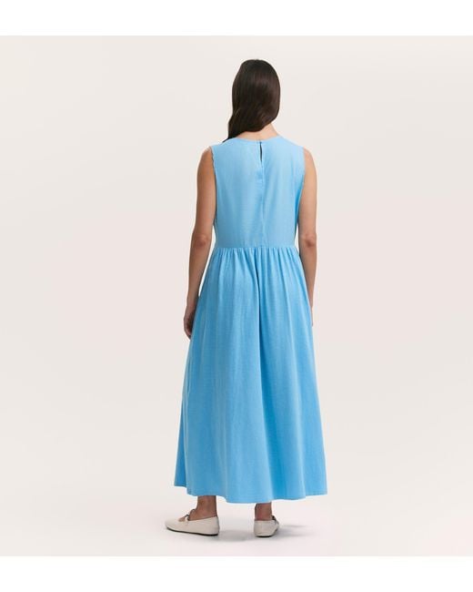 Finery London Blue Liberte Cotton Sleeveless Midi Dress