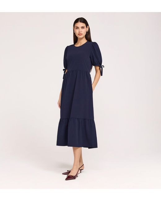 Finery London Blue Jessa Crepe Midi Tiered Dress