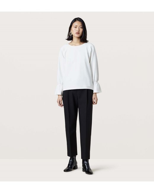 Finery London White Dunsley Gathered Cuff Sweatshirt