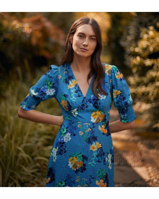 Finery London Blue Deena Midi Dress