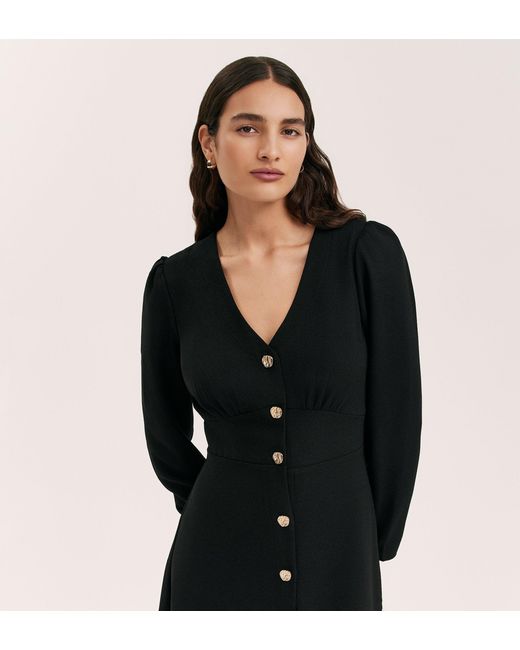 Finery London Black Caprice Crepe Midi Dress