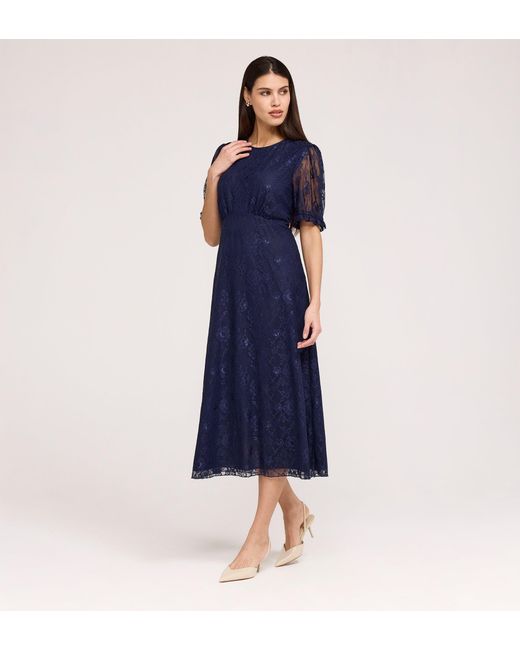 Finery London Blue Mela Lace Midi Dress