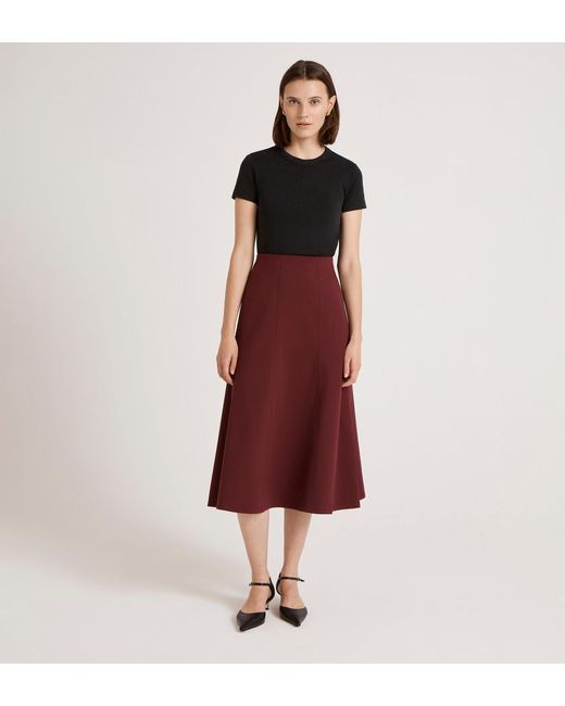 Women's Red Mae Ponte Jersey Midi Skirt