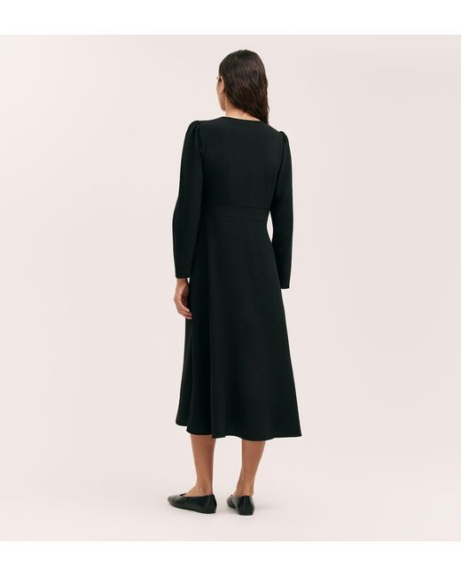 Finery London Black Caprice Crepe Midi Dress
