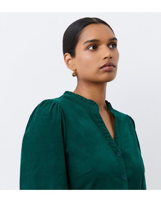 Finery London Green Gianna Corduroy Midi Dress