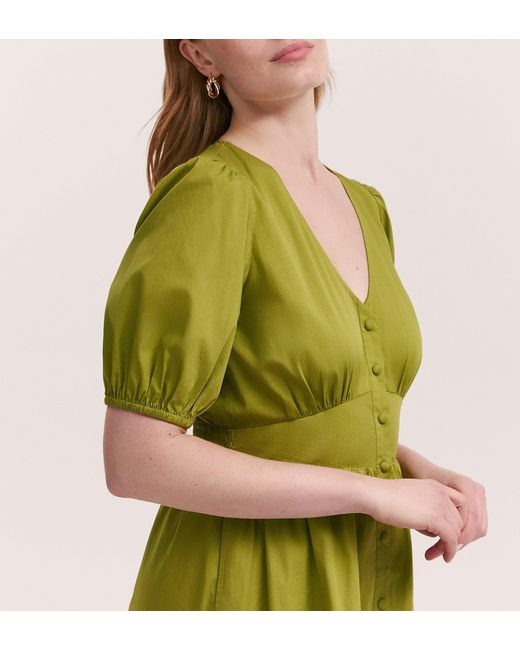 Finery London Green Addison Cotton Midi Tea Dress