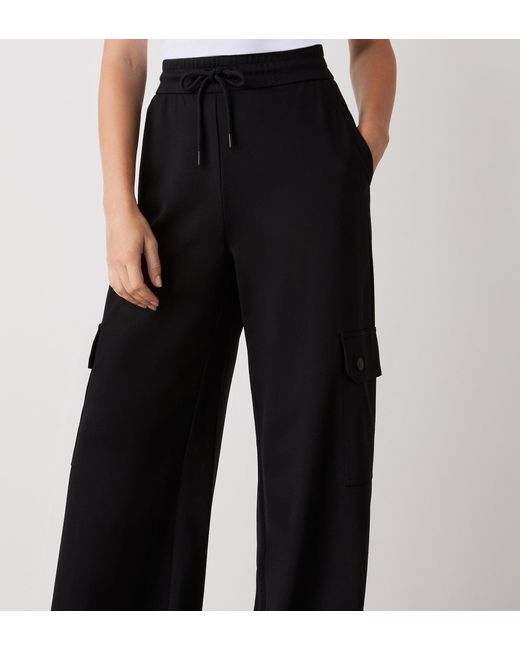 Finery London Black Deliah Ponte Jersey Wide Leg Trousers