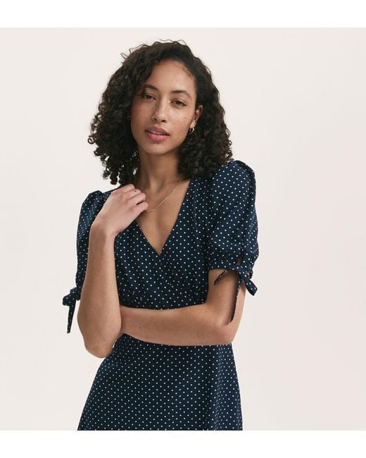 Finery London Blue Gabriella Crepe Midi Tea Dress