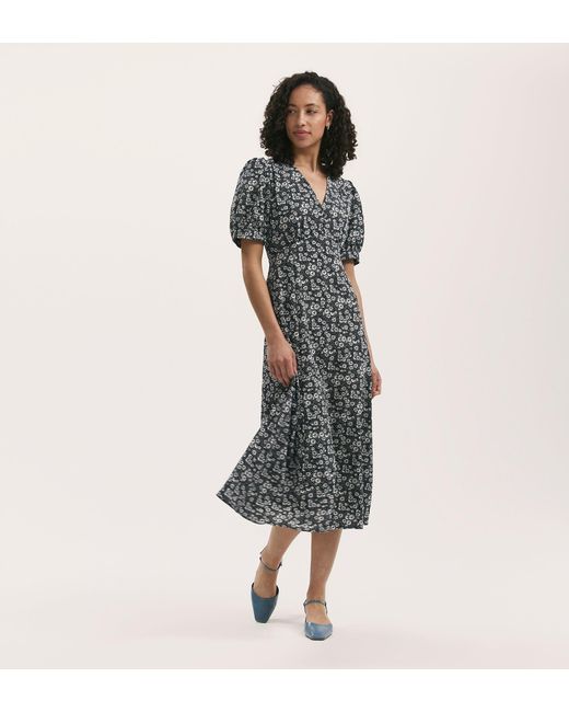 Women's Black Colette Crepe Midi Tea Dress
