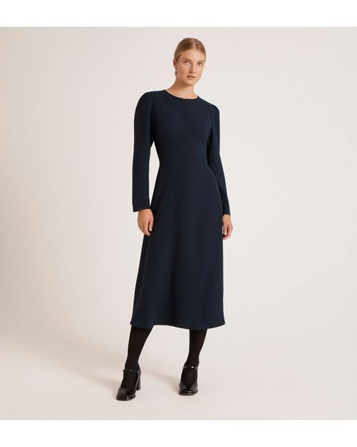 Finery London Blue Caley Crepe Midi Dress