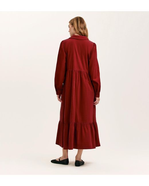 Finery London Red Callie Corduroy Midi Dress