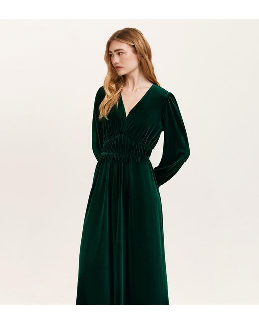 Finery London Green Laila Velvet Midi Dress
