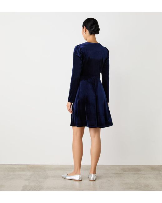 Finery London Blue Rae Velvet Knee Length Dress