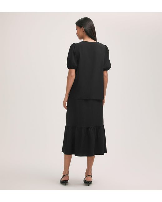 Finery London Black Fleur Crepe Short Sleeve Button Up Blouse