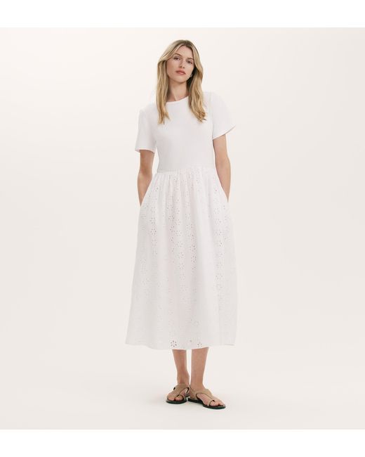 Women's Pink Brea Cotton Broderie Midi T-Shirt Dress