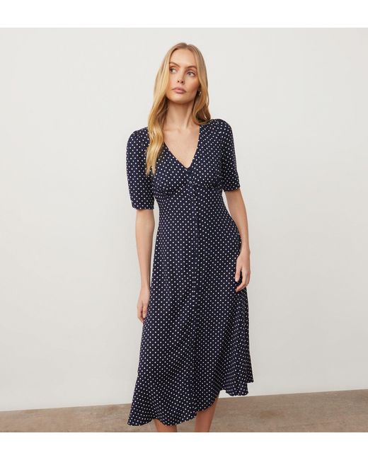Finery London Blue Camilla Print Midi Dress