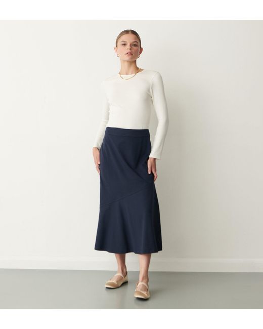 Finery London Blue Grace Ponte Jersey Midi Skirt