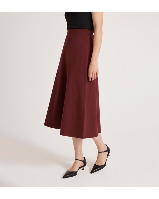 Finery London Red Mae Ponte Jersey Midi Skirt