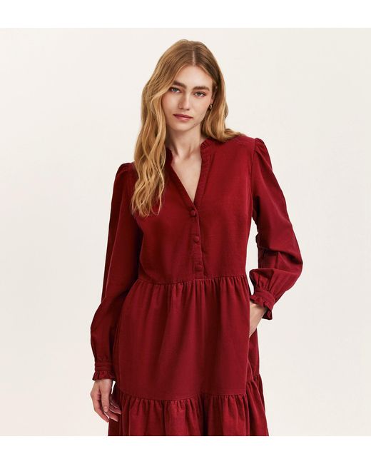 Finery London Red Verona Corduroy Short Dress