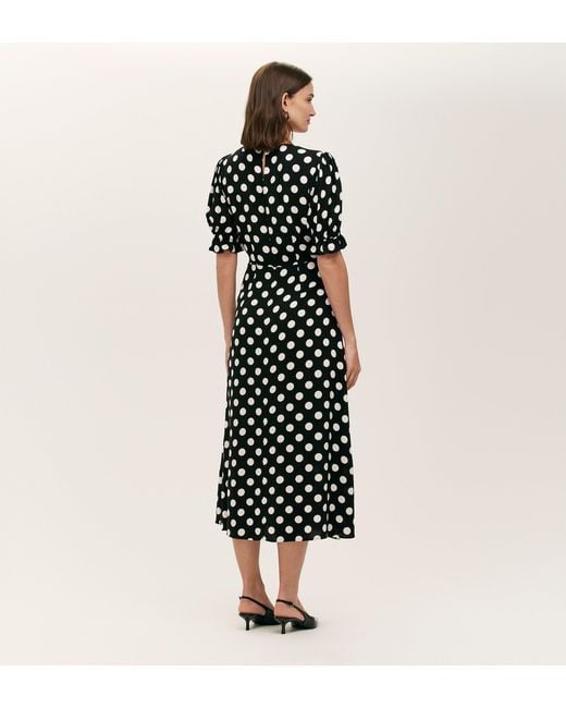 Finery London Black Mela Polka Dot Midi Dress