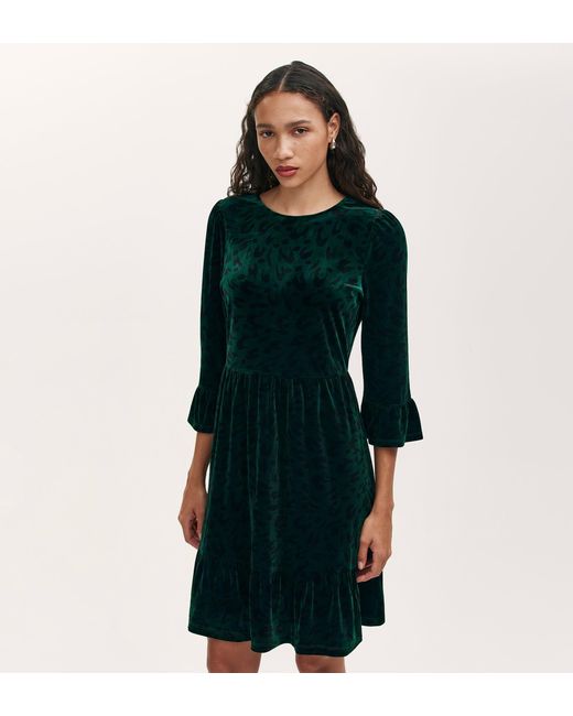 Finery London Green Camie Jersey Velvet Short Dress
