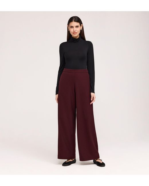 Finery London Red Nat Gaberdine Twill Wide Leg Trousers