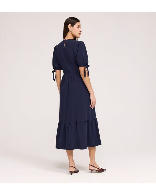 Finery London Blue Jessa Crepe Midi Tiered Dress
