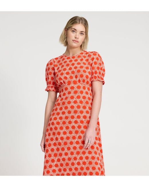 Finery London Red Mela Polka Dot Midi Tea Dress