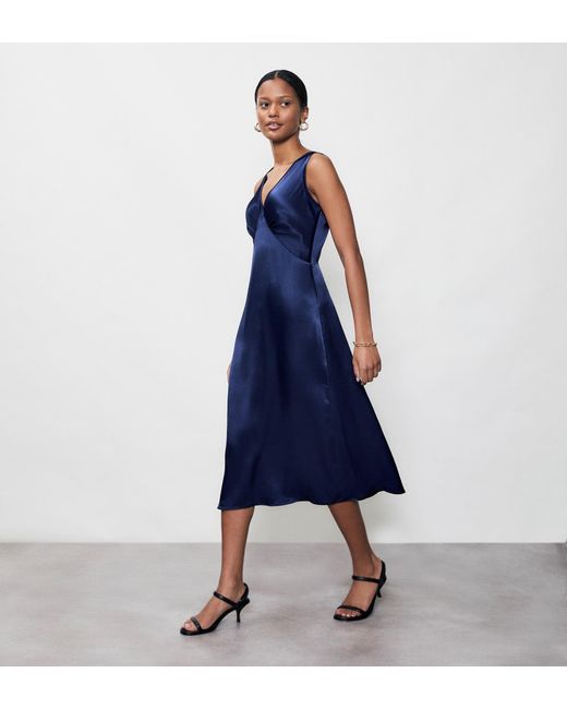 Finery London Blue Darcy Satin Dress