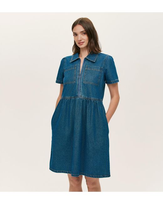 Finery London Blue Donnie Denim Short Dress
