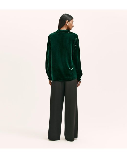 Finery London Green Sayge Velvet Shirt