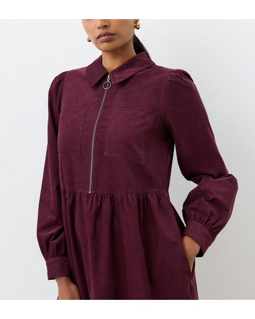 Finery London Red Callie Corduroy Midi Dress