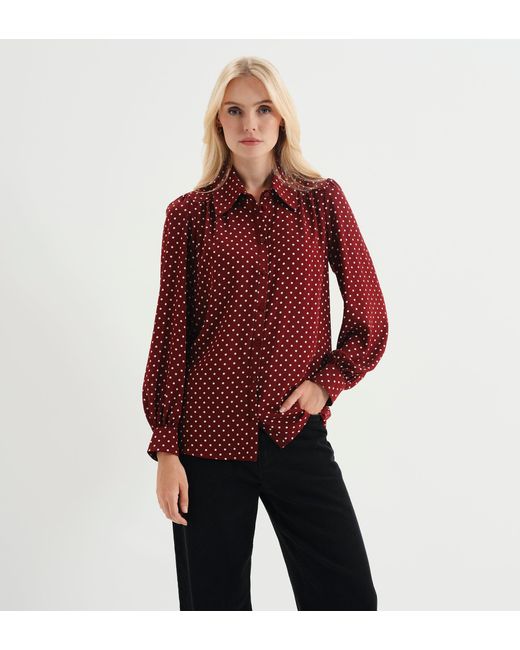 Finery London Red Melina Button Through Lightweight Yoke Blouse
