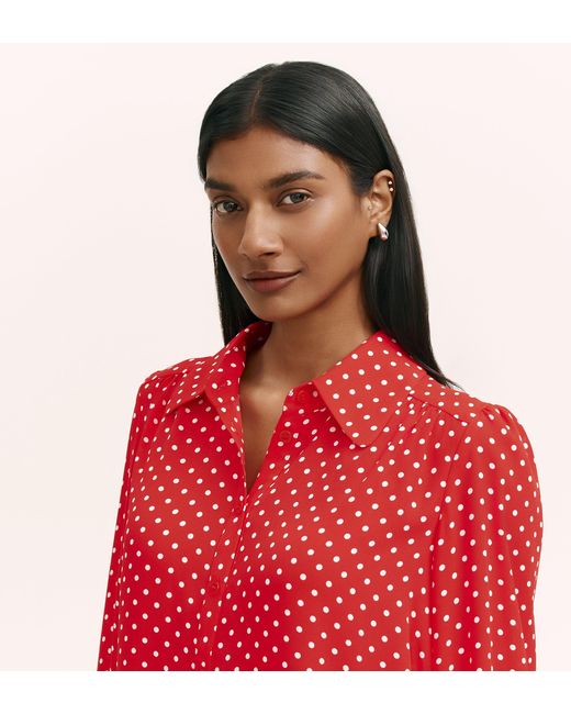Finery London Red Melina Spot Crepe Blouse