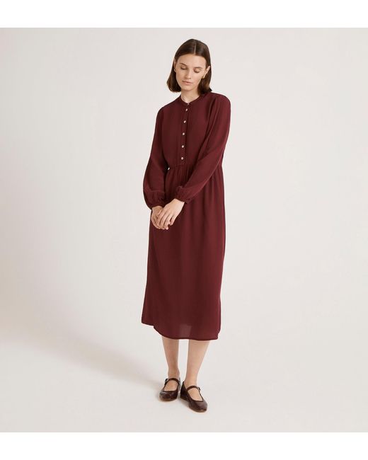 Finery London Red Jasmine Lace Trim Crepe Midi Dress