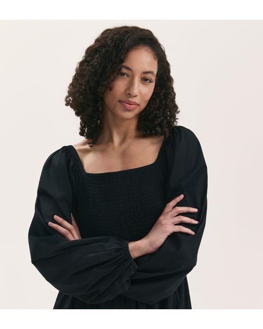 Finery London Black Lauretta Cotton Midi Tiered Dress