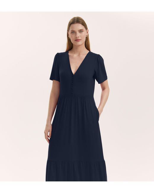 Finery London Blue Edith Jersey Midi Dress