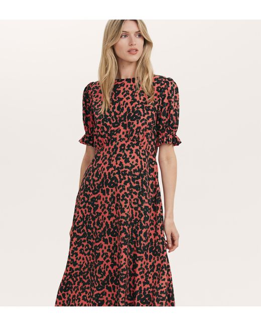 Finery London Red Mela Crepe Midi Tea Dress