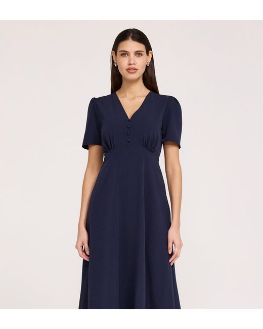Finery London Blue Nieve Crepe Midi Dress