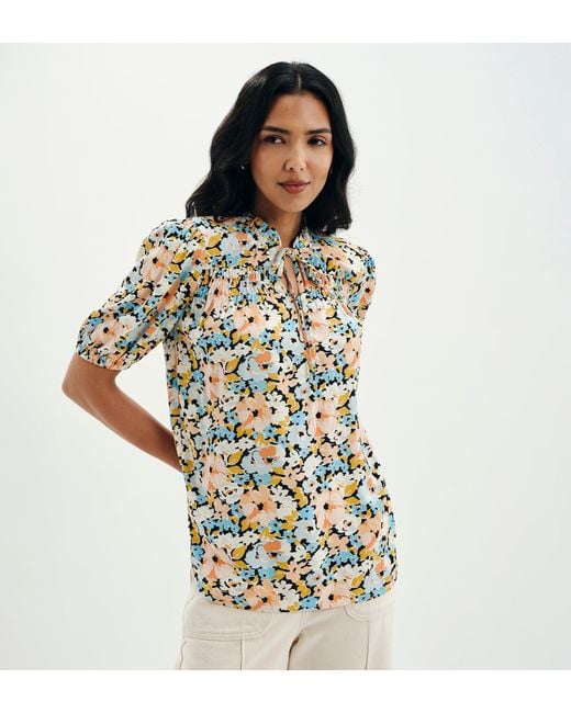 Finery London Multicolor Macie Shirred Yoke Puff Sleeve Top