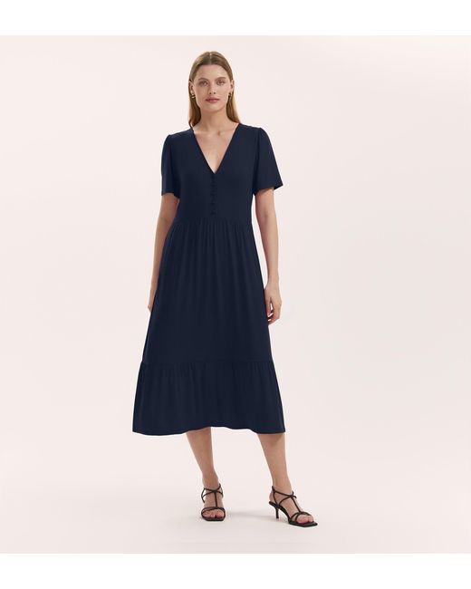 Finery London Blue Edith Jersey Midi Dress