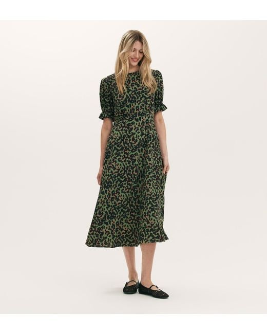 Finery London Green Mela Crepe Midi Tea Dress