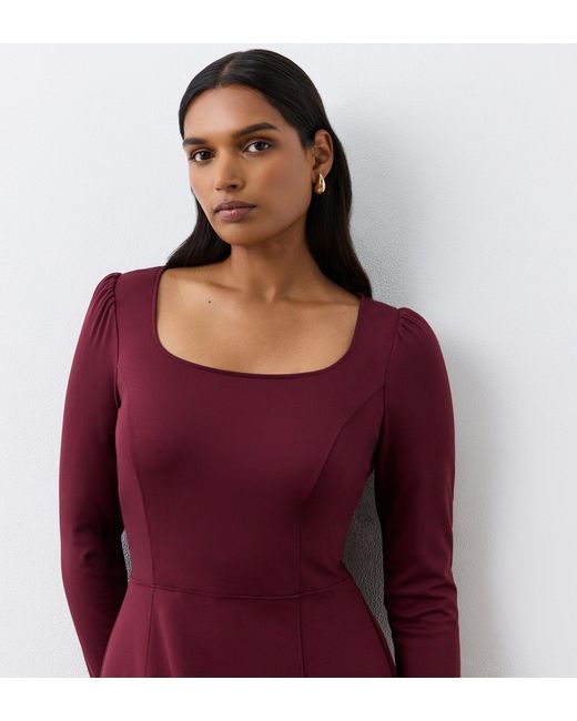 Finery London Red Kelly Ponte Jersey Midi Dress