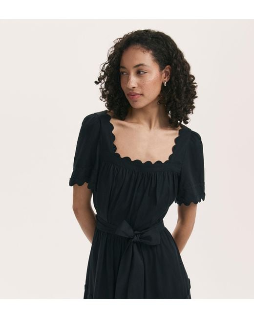 Finery London Black Corina Cotton Midi Tiered Dress