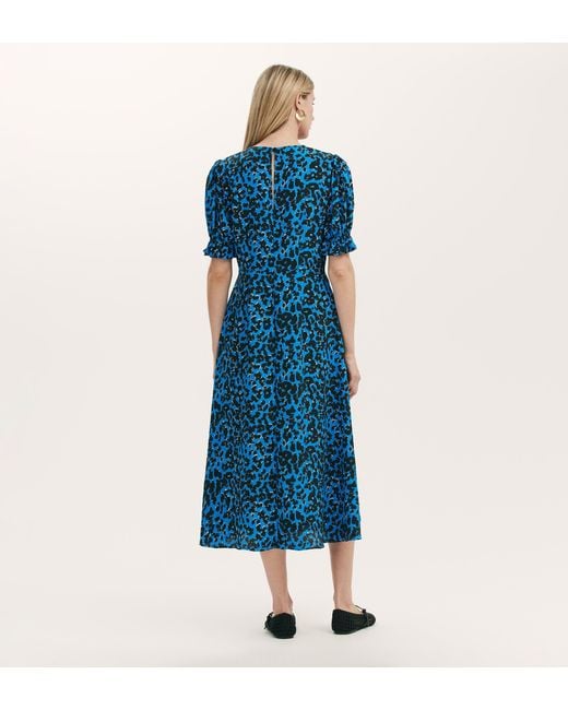 Finery London Blue Mela Crepe Midi Tea Dress