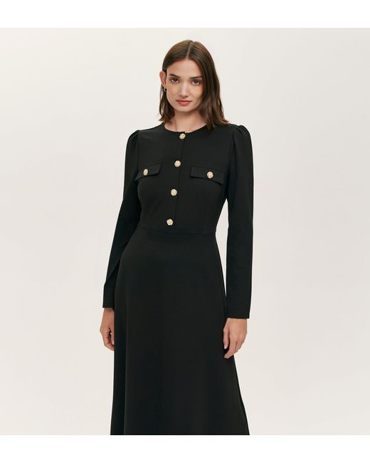 Finery London Black Gilly Ponte Jersey Midi Dress